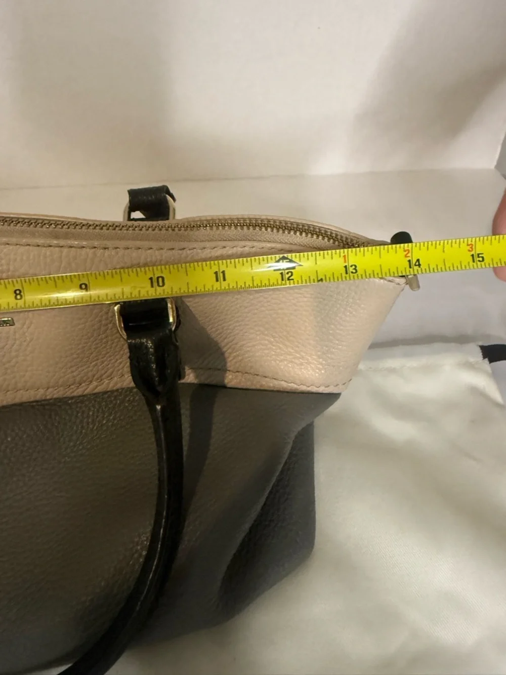 kate spade‎ Two-Tone Pebbled Leather Satchel in Cream, Gray and Black